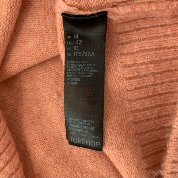 Topshop Chunky Knit Turtleneck Sweater Long Sleeve Oversized Cozy Pink US 10 - Picture 7 of 8